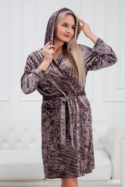Халат женский из велюр мрамор Нежность пурпурно-серый - Амадэль фото 11