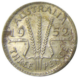 Монета 3 пенса 1952 года Австралия