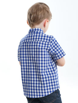 Рубашка для мальчика UD 7903 синяя клетка - Mini maxi фото 2