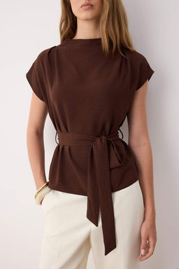 Kahverengi Kolsuz Kusakl? Dokuma Bluz TWOAW26BZ00057 - Trendyolmilla фото 11