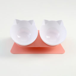 Миски пластиковые на розовой подставке 27,5 х 14 х 15 см белые - Пижон фото 2