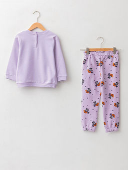 Bisiklet Yaka Uzun Kollu Minnie Mouse Bask?l? Pamuklu K?z Bebek Sweatshirt ve Pantolon 2li Tak?m - Waikiki фото 2