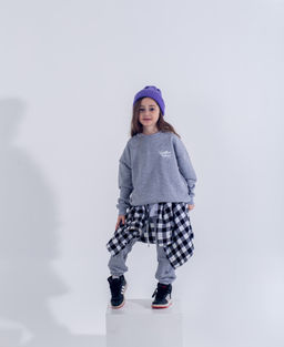 072 Детский костюм, серый меланж 3хнитка петля