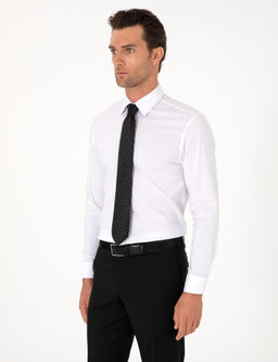 Beyaz Slim Fit Pamuk Kar___ml_ Klasik Yaka Basic G_mlek - Cacharel фото 3