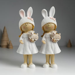 Фигурка полистоун Девочка в шапке с ушками, с барашком, 8?6?22 см, МИКС