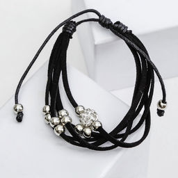 Браслет кожа «Шамбала» 5 нитей, замша, чёрный, d=8 см