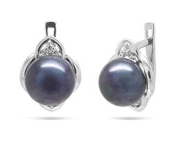 Серьги из серебра жемчуг, С1540ч