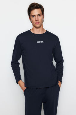 TRENDYOL MAN Lacivert Regular Fit Bask?l? Orme Pijama Tak?m? TMNAW24PT00005 - Trendyolmilla фото 10
