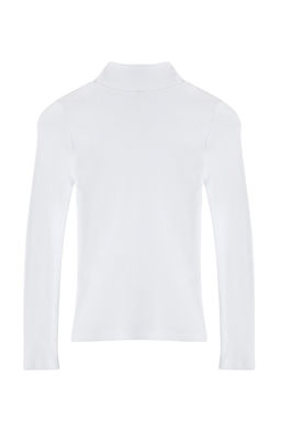 Beyaz Fitted/Vucuda Oturan Dik Yaka Uzun Kol Fitilli Esnek Orme Bluz TWOAW21BZ0423