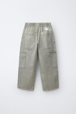 PANTAL?N BAGGY EFECTO LAVADO CON ALGOD?N Y LINO / Gris topo - Zara фото 2