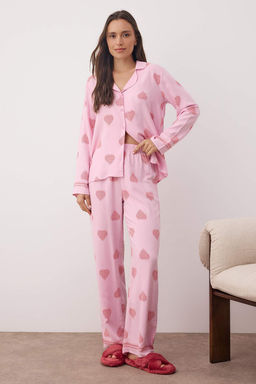 Ekru %100 Pamuklu Kapli Dokuma Pijama Tak?m? THMAW26PT00025 - Trendyolmilla фото 2