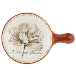 Блуминг флауэрс (Blooming flowers) Салатник фарфоровый 620мл, 22х15,4х5,6см, с ручкой, с деколью, отводка (Китай)