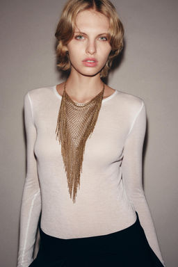 FRINGED BIB NECKLACE