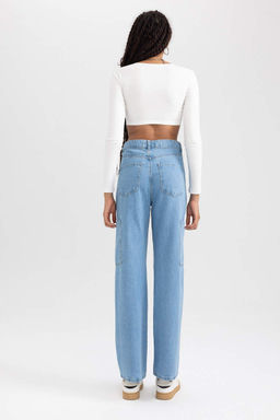 Широкие брюки 90-х годов с высокой талией и длинными широкими штанинами из 100% хлопка джинсовые брюки - Defacto фото 9