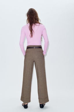 HERRINGBONE TROUSERS WITH BELT - Zara фото 5