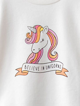 Bisiklet Yaka Bask?l? Uzun Kollu K?z ?ocuk Sweatshirt - Waikiki фото 3