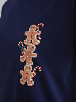 Bisiklet Yaka Nak??l? Kad?n Pijama ?st?