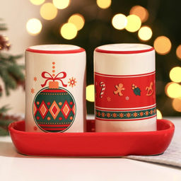 Солонка и перечница новогодние Пряничные человечки!, 12?6.5?7 см, ручная работа