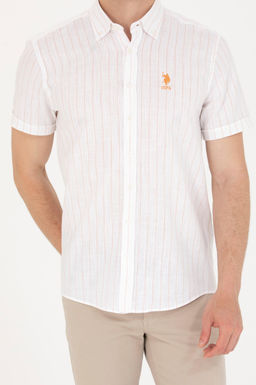U. S. Polo Assn / Мужская белая рубашка в кирпичную полоску - U.s. polo assn фото 20