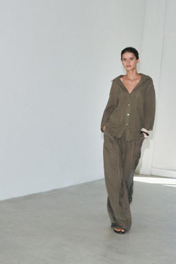 ZW COLLECTION 100% LINEN PALAZZO TROUSERS - Zara фото 4