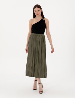 Haki A Kesim Dokuma Etek