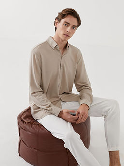 Slim Fit Uzun Kollu Erkek Dokulu G?mlek