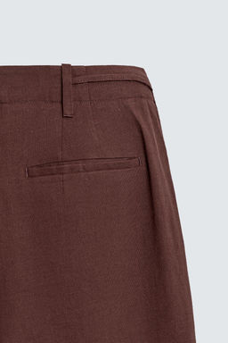 BERMUDA WIDE FIT MEZCLA LINO / Burdeos - Zara фото 9