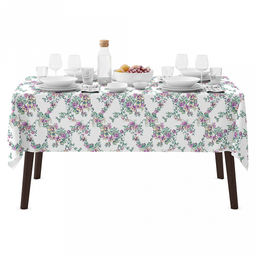 "Сиреневый букет К" Скатерть 150х145см, длина стола до 110см, на 4 персоны, хлопок "Премиум" 186г/м2, "Домашняя мода" (Россия)