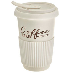 Ф11-094L1 Стакан для кофе и чая с крышкой "Coffee" (450 мл) в цветной коробке, белый