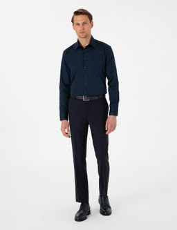 Lacivert Regular Fit Uzun Kollu Basic G_mlek