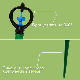 Распылитель, круговой, 29 см, под шланги 1/2, 3/4, с пикой, пластик, Greengo  фото 3