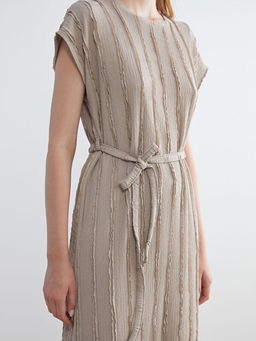 Bisiklet Yaka ?izgili Elbise