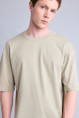 %100 Pamuk Boxy Fit K_sa kollu Bask_l_ Ti__rt - Defacto фото 3