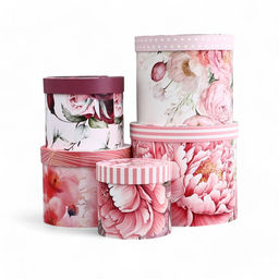 Набор шляпных коробок для цветов 5 в 1, упаковка подарочная, Бутон, 16?14 см - 22?19.5 см
