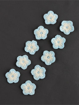 Аппликация для одежды «Цветок», текстильная, 2.8×2.8 см, 10 шт., белая, голубая