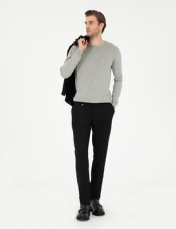 A__k Gri Melanj Slim Fit Bisiklet Yaka Basic Triko Kazak - Pierre cardin фото 4