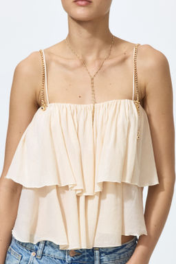 Chain-detail frill-trimmed top - H&m фото 3