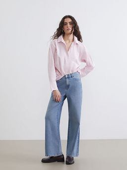 ?izgili Oversize Oxford Kad?n G?mlek