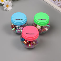 Клейкая лента пластик в банке «Перламутровый микс», набор 40 шт., 1.2 см, дл.0.9 м, 7×7×9 см