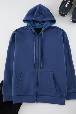 TRENDYOL MAN Siyah Oversize/Genis Kesim Kapusonlu Fermuarl? Sweatshirt-H?rka TMNAW22SW0620 - Trendyolmilla фото 6