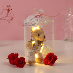 Набор подарочный Мишка в комбинезоне, мыльные красные розы 5 шт., роса, 7?7?12 см - Simaland фото 2