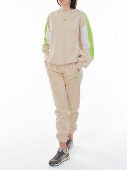 3160/3161 BEIGE/LT. GREEN Костюм спортивный женский (95% хлопок, 5% эластан)