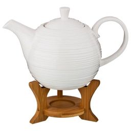 Чайник заварочный Lefard Native 850 мл фарфоровый с бамбуковой подставкой