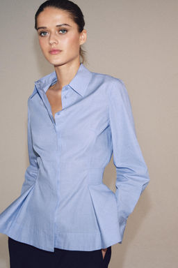 CAMISA POPEL?N PEPLUM ZW COLLECTION / Azul vigor? - Zara фото 2