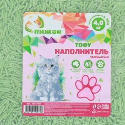 Наполнитель тофу, Пижон зеленый чай 4 кг впитываемость до 10 л  фото 2