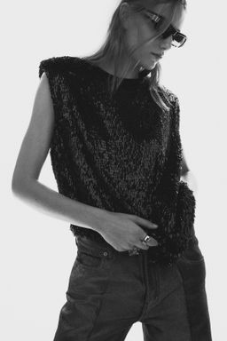 Top de lentejuelas con hombreras - H&m фото 6