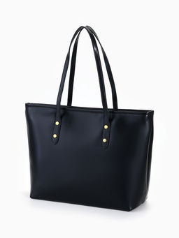 Сумка-шопер женская на молнии, размер 30.5×12×27 см, однотонная, чёрная