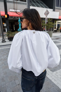 CAMISA POPEL?N GLOBO / blanco - Zara фото 5