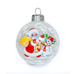 Елочная игрушка шар стеклянная Ветерок д6см, ручная художественная роспись, подарочная упаковка (Россия)