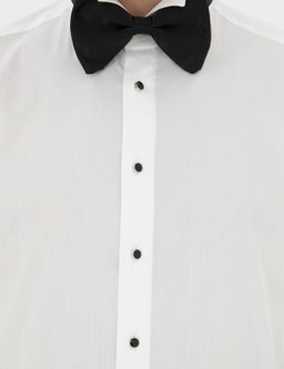 Белая рубашка под смокинг приталенного кроя с манжетами из смесового хлопка - Cacharel фото 7